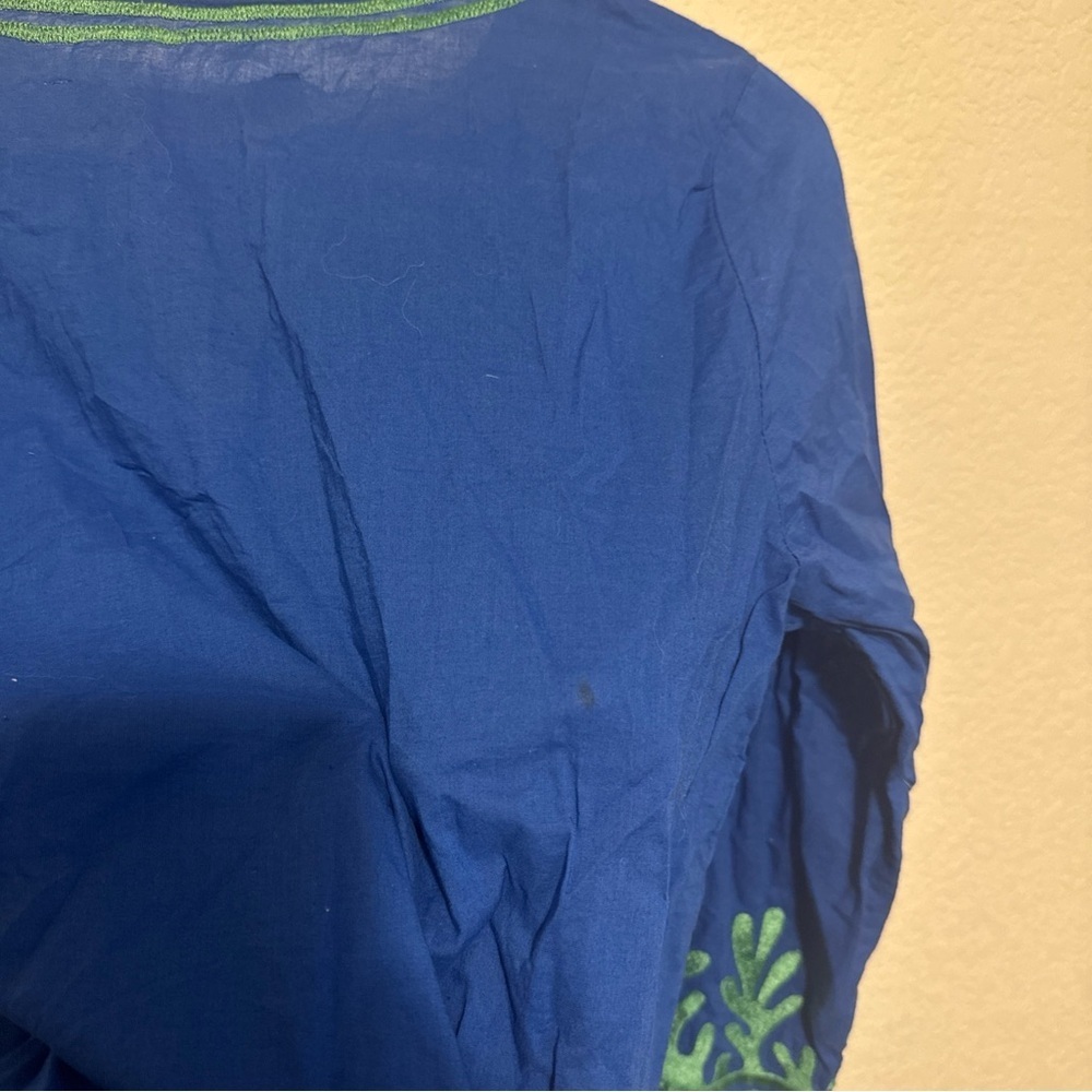 Gretchen Scott Embroidered Cotton Tunic navy Size small - Picture 7 of 11